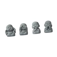 Magideal - 4 Estatuas De Buda En Miniatura De Arenisca, Esculturas De Buda, Adornos Decorativos De 3,2 X 4,2 Cm Para El Hogar, La Sala De Estar, La Estantería Y