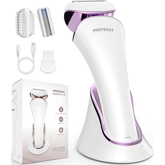 Depiladora eléctrica PRITECH para mujer recargable con sistema de 3 cuchillas