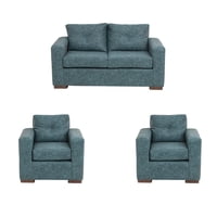 Muebles América - Living Franco 211 Cuero Auris Azul Petroleo