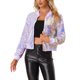 thumbnail image 1 of INSPIRE CHIC Chaqueta de Mujer con Lentejuelas Cierre de Cremallera Bolsillos Ocultos Chaqueta Bomber L Rosa Púrpura, 1 of 6