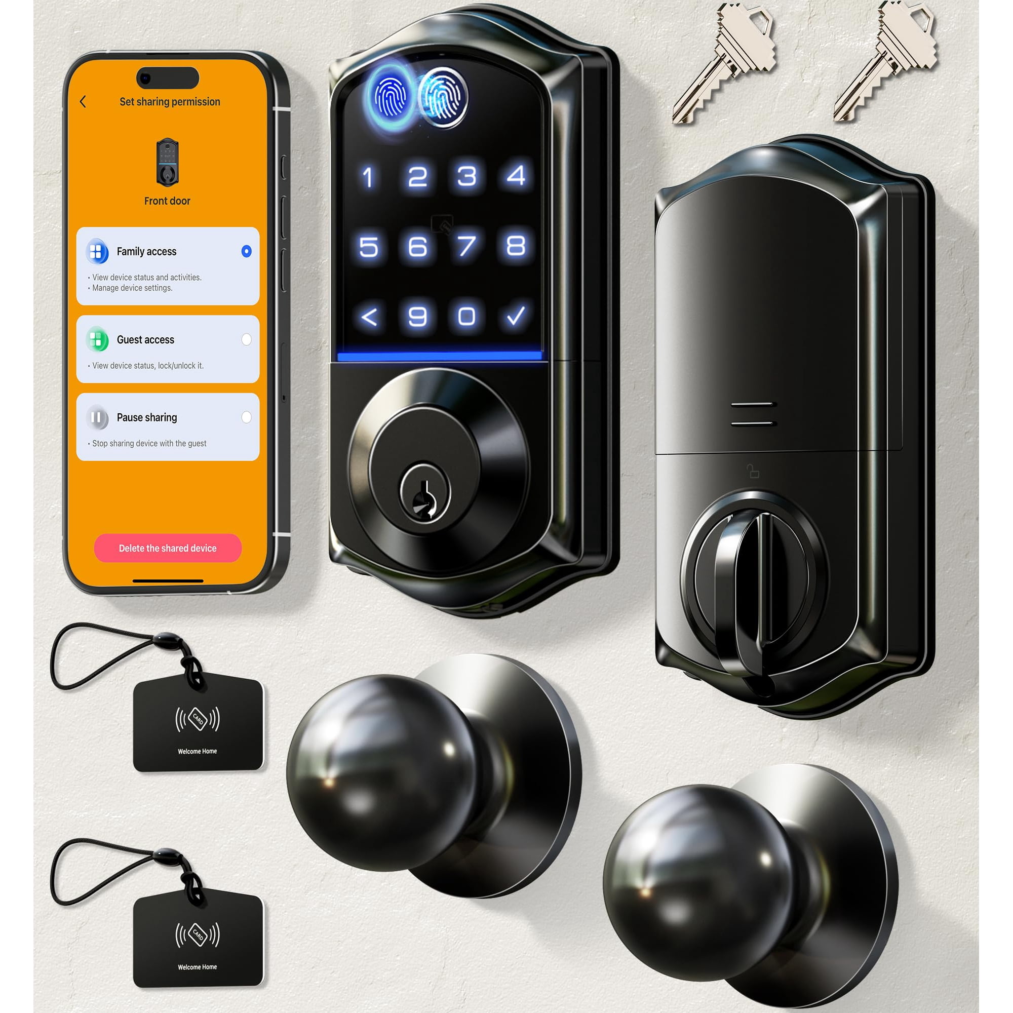 Cerradura Inteligente Veise Ve017-k Con Huella Digital, App Y Acceso Sin Llave