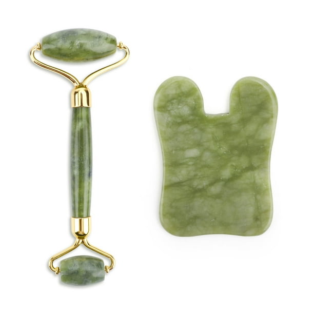 2pcs/kit Gua Sha Massager For Face Care Jade Rollers Beauty Health Skin Scraping Chin Lifting Natural Stone Gouache Massage