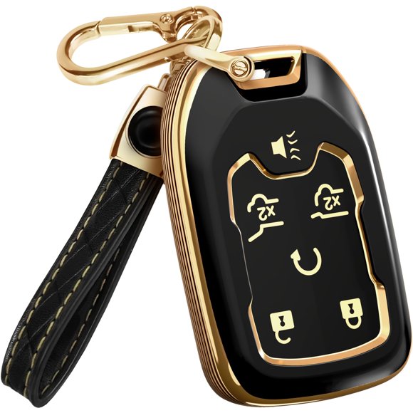 Llavero Lucrum con funda para mando GMC Acadia negro/dorado
