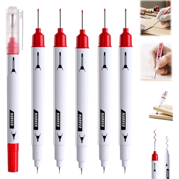 Marcadores punta larga agujero profundo 5 pack 20mm alcance profundo permanentes secado rápido