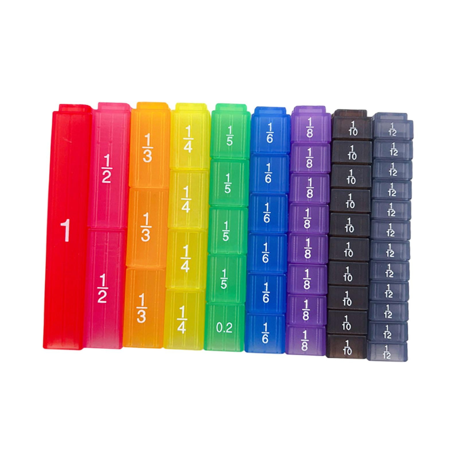 Magideal - Cubo De Fracción Bloques De Cubos De Fracción Juguetes De Aprendizaje De Matemáticas 51 Piezas Bloques De Fracción Educación Matemática Para Material