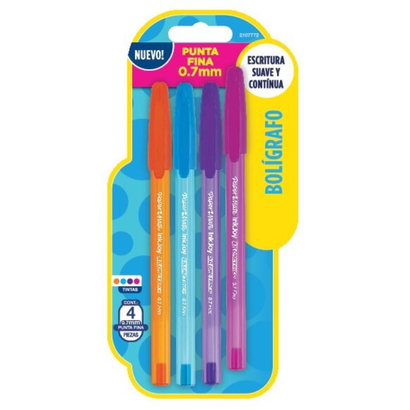 Boligrafo Inkjoy Punta Fina Paper Mate Surtido Blister X4