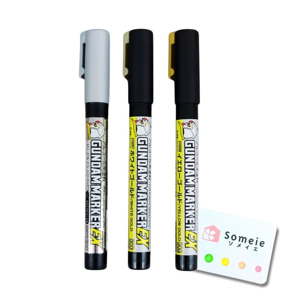 Marcador Someie Gundam EX Pack de 3: Plateado Cromado, Oro Blanco y Oro Amarillo