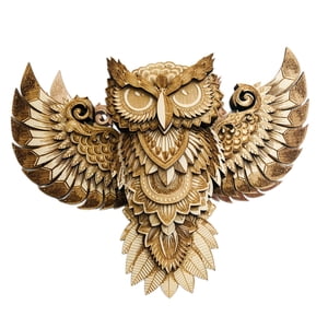 Bothyi - Decoración De Pared De Búho De Madera, Escultura Animal Única Para Sala De Estar, Decoración Del Hogar, Hotel, 30X23X3,5 Cm