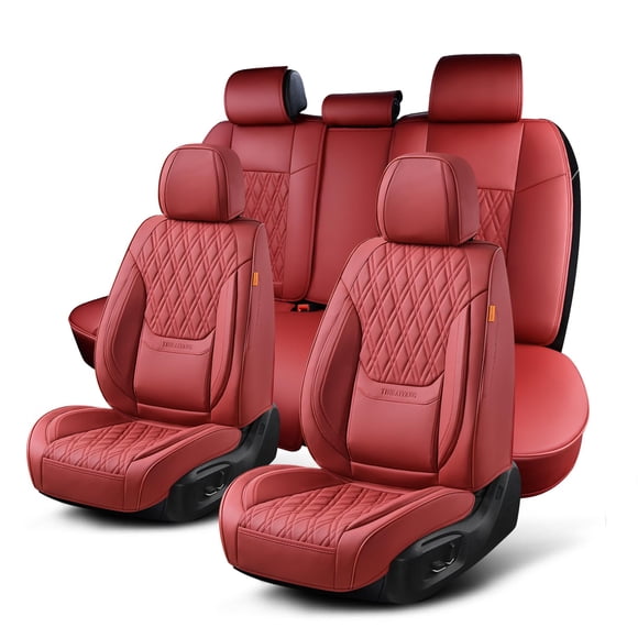 Fundas de Asiento TINRAIYANG Juego Completo Cuero Sintético Color Vino