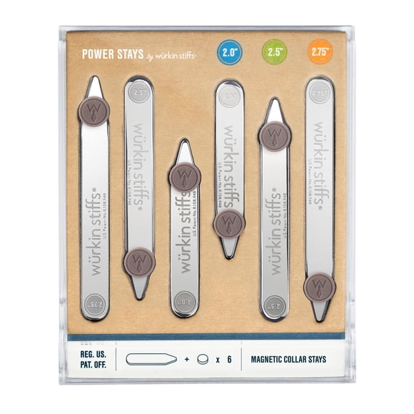 Würkin Stiffs Entretelas Magnéticas Metálicas para Cuello de Camisas de Vestir Masculinas con Estuche | Visto en Shark Tank | Power Stays Pack de 3