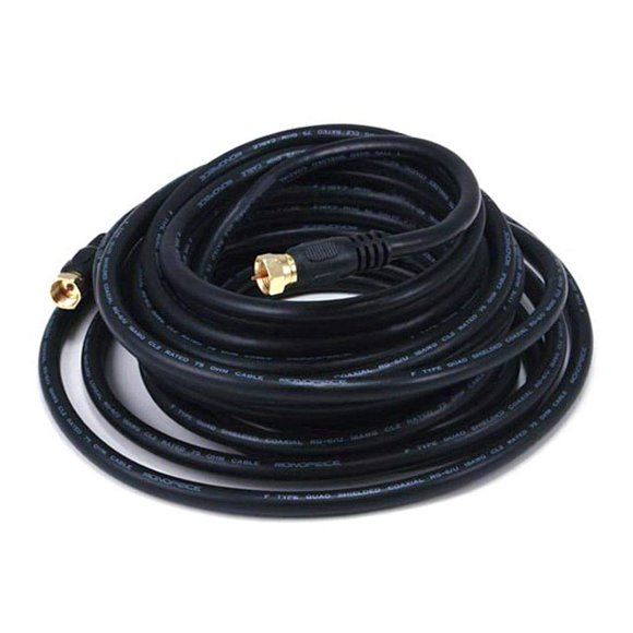 Cable de vídeo Monoprice RG6 Quad Shield CL2 de 25 pies, negro