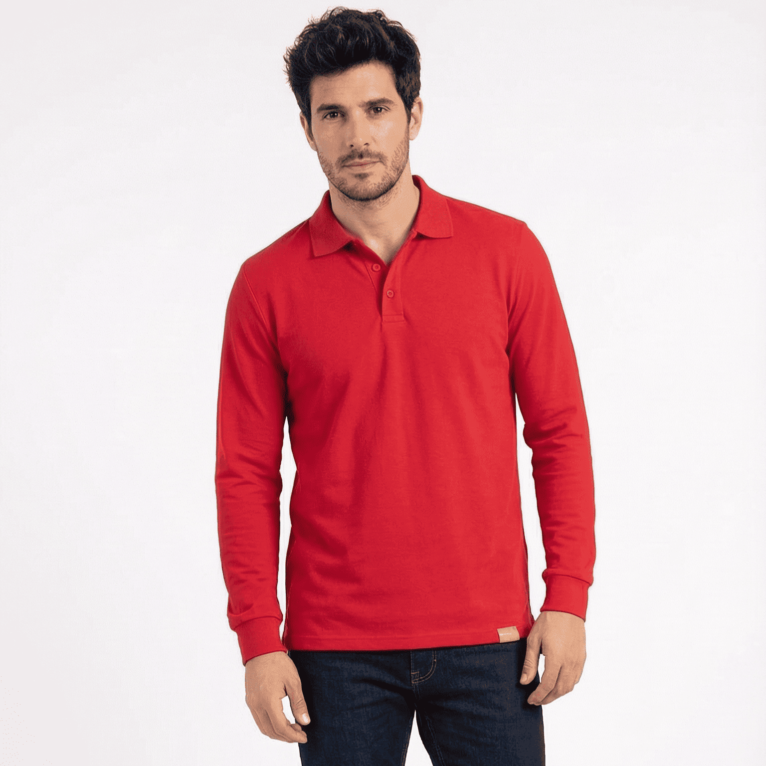 T-world - Polera Hombre Piqué Manga Larga Premium 60/40 Ideal Para Bordar Roja
