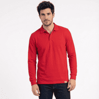 T-World - Polera Hombre Piqué Manga Larga Premium 60/40 Ideal Para Bordar Roja