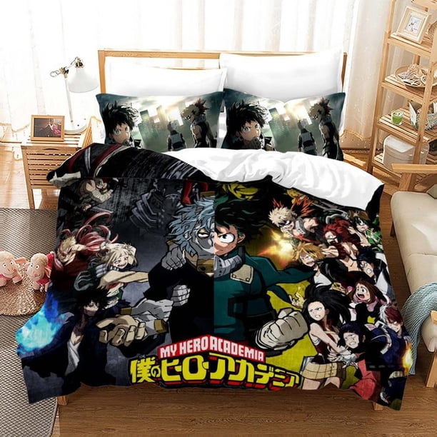 My hero Academy Anime Gift Quilt Duvet Cover Set Kids Bedspread 3-Piece Bedding Set
