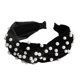 thumbnail image 4 of Faux Pearls Knotted Hair Hoop Mujeres Pretty Velvet Hairband Diadema Negro, 4 of 5