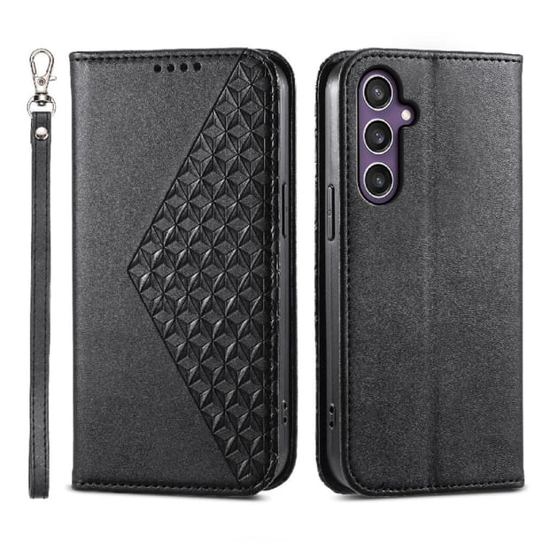 Funda Flip FOXDOCK para Samsung Galaxy S24 , Estilo Billetera con Diseño Rombo, Correa de Mano y Soporte, Uso Diario