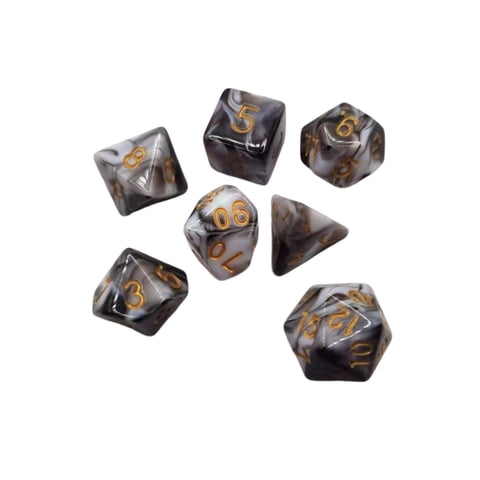 Bothyi - 7X Dados Poliédricos Acrílicos Bicolor Para Actividades Camping Juegos De Mesa Negro