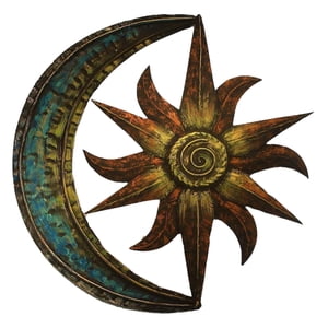 Bothyi - Sun Moon Metal Wall Art Escultura Celestial Lawn Baño 35Cm