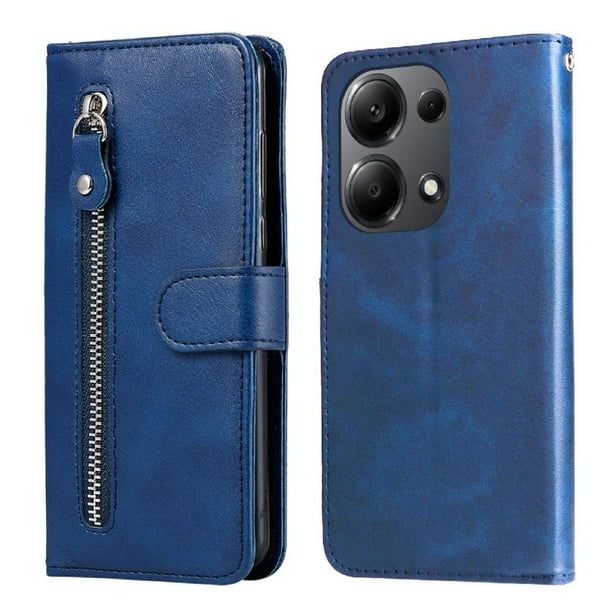 Funda con Cremallera para Xiaomi Poco M6 Pro 4G, Carcasa Cartera de Cuero PU con Soporte y Tarjetero