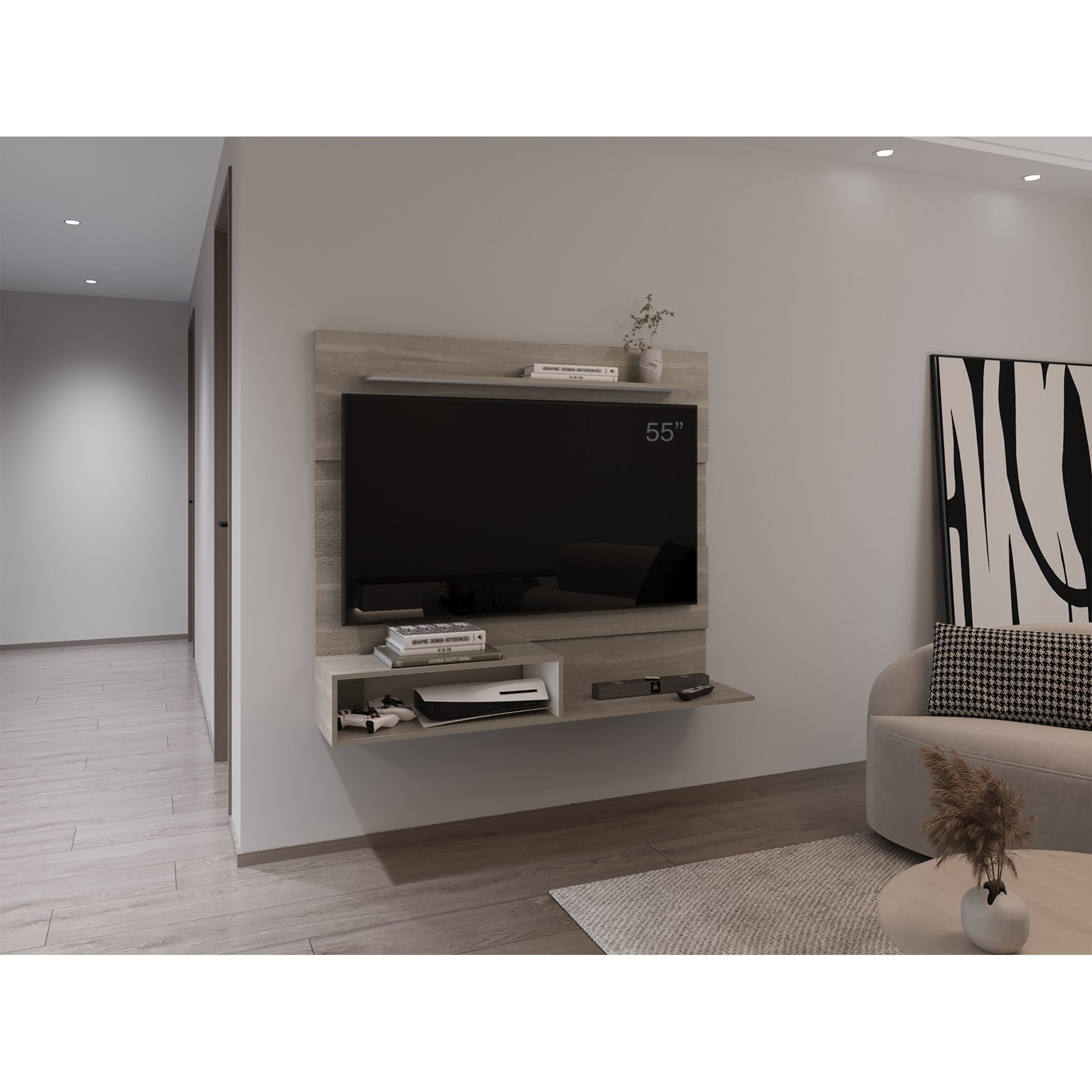 Tuhome - Panel Tv 55" Beijing 120x140x31,5 Cm Bardolino Y Blanco