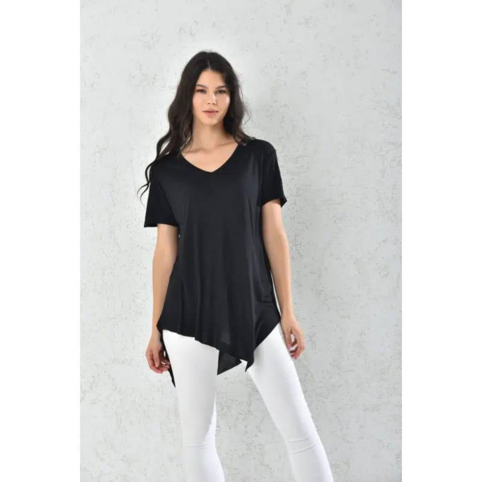 Home Fashion - Polera Mujer Negro Manga Corta Corte Asimétrico Talla L
