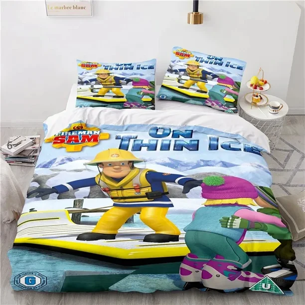 v913 Bed Sheets Cartoon Fireman Sam Toys Bedding Set Duvet Cover Bed Set Quilt Cover Pillowcase Comforter king Queen Size Boys Adult Bedding Set 3-Piece Bedding Set (1 Duvet Cover + 2 Pillow Shams) Be