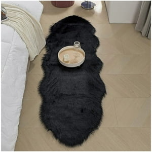 Top Lucky - Bajada De Cama Piel De Oveja 60 X 180 Cm - Negro