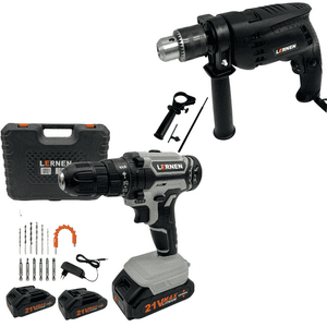 Lernen - Pack Taladro Inalámbrico 2 Baterías + Taladro Percutor