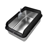 Ioensy - Caja De Arena Para Gatos, Bandeja De Arena Resistente Antisalpicaduras Para Gatitos, Gatos, Color Negro