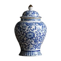 Bothyi - Tarro De Jengibre De Cerámica Chino, Almacenamiento De Té Pintado A Mano Esmaltado, Multiusos