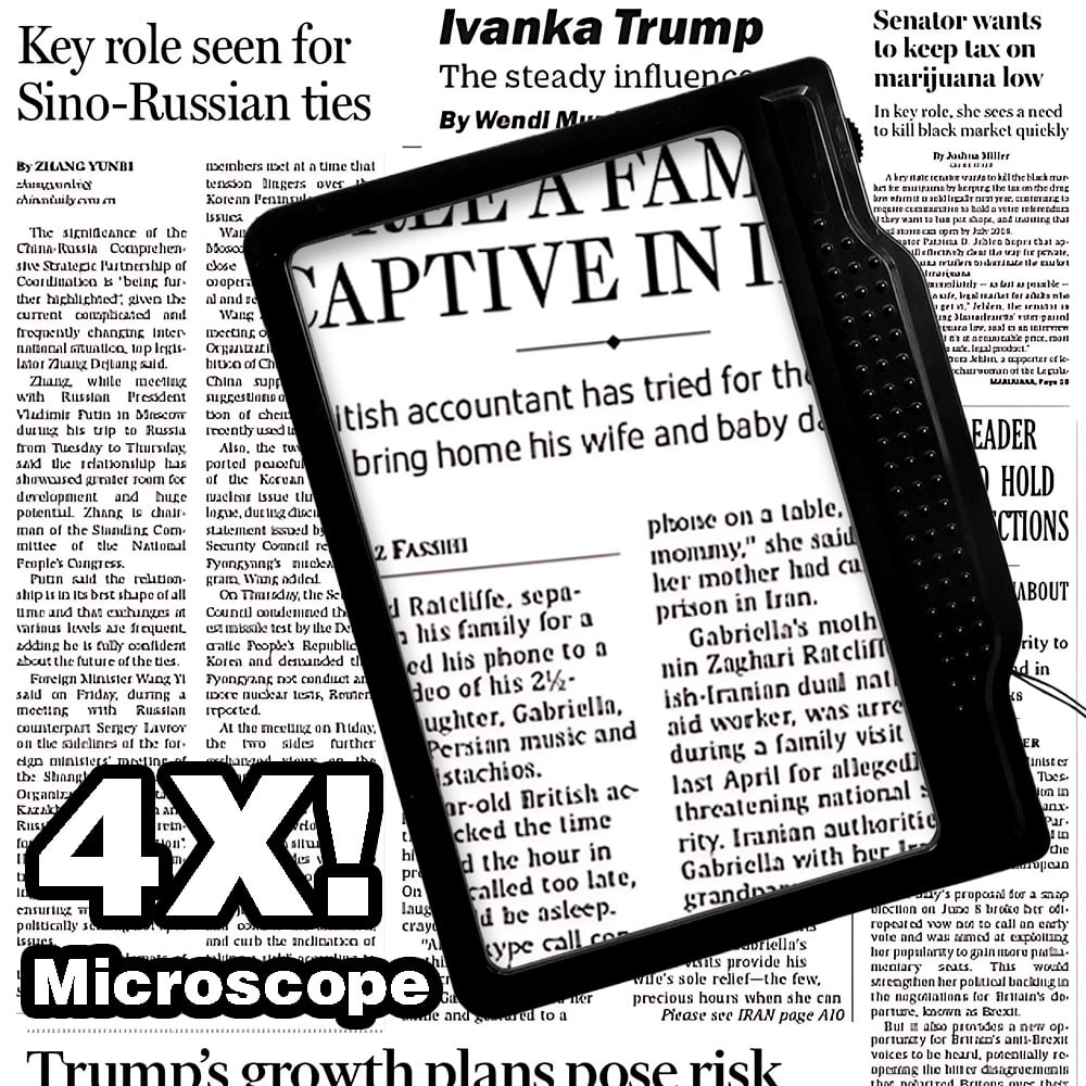 Xusx111 - Lupa 4x Para La Lectura, Lupa De Página Completa Grande Brillante Con Luz, Lupa Led Luminosa De Mano Iluminada, Lupa De Libro Ligera Para La Lectura De Impresiones Pequeñas Personas Mayores