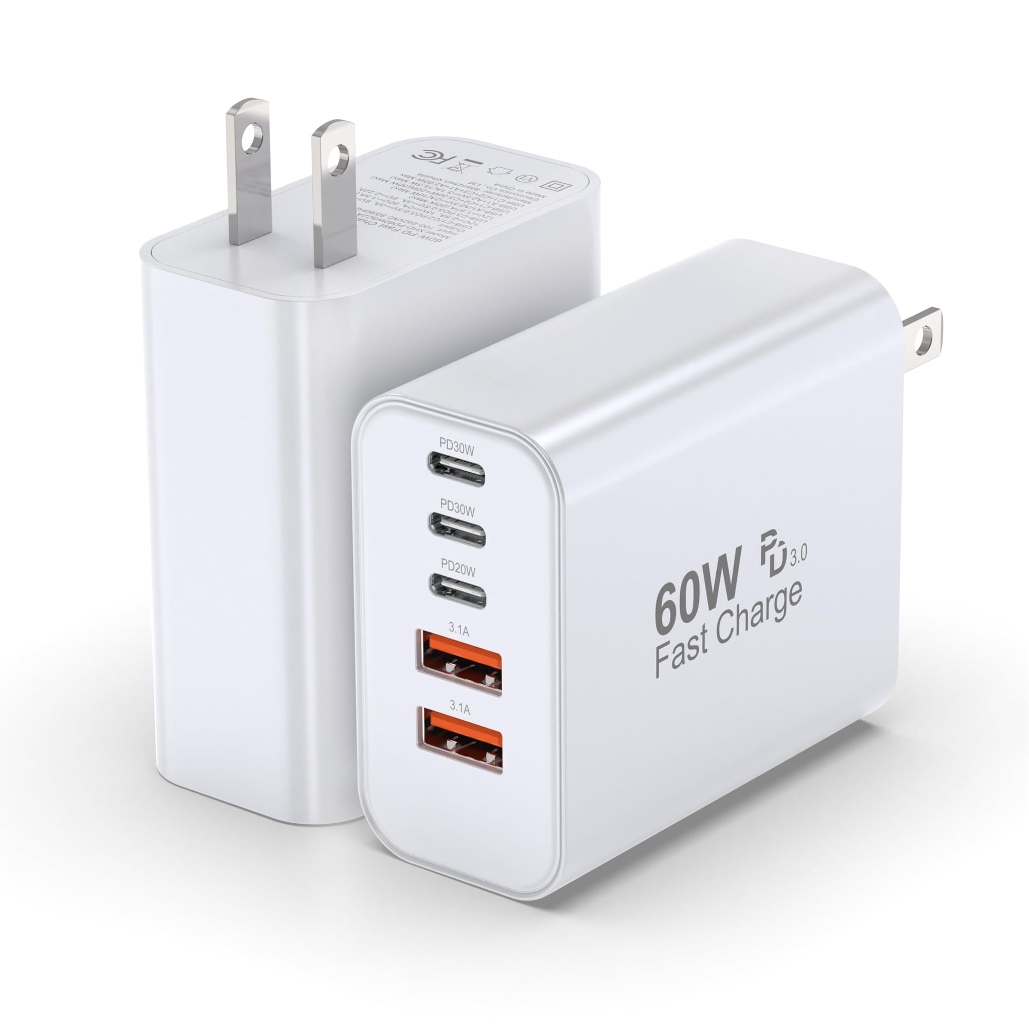 Cargador Tzbay Usb C Block 60 W, Enchufe De Pared De 5 Puertos Tipo C
