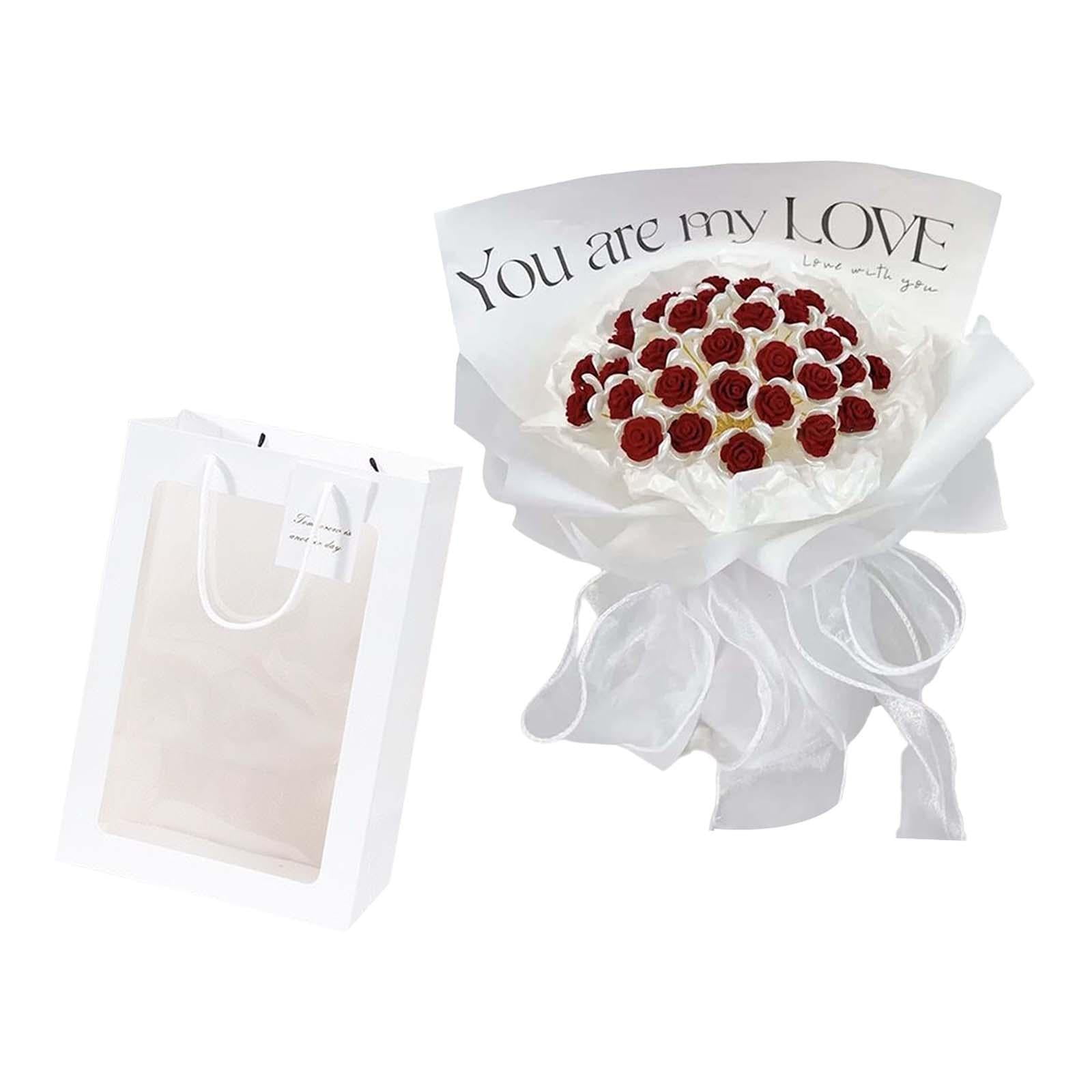 Magideal - Flower Bouquet Craft Flower Making Set Hecho A Mano Diy Bouquet Set Bouquet Fabricación De Materiales Para El Día De San Valentín Regalo De La Fiesta Rojo 21 Piezas