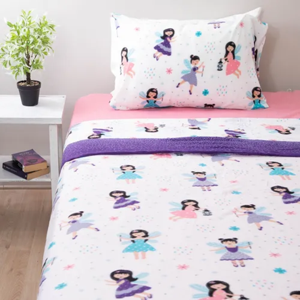 Genérico - Sabanas Polar Hada Infantil 1.5 Plaza Doral Color Rosa