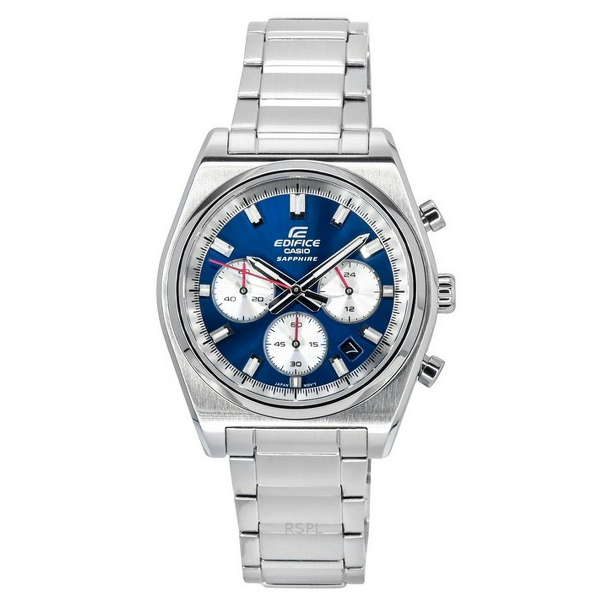 Casio - Reloj Edifice Cronógrafo Análogo Acero Inoxidable Esfera Azul Cuarzo Efb-730d-2av 100m Para Hombre