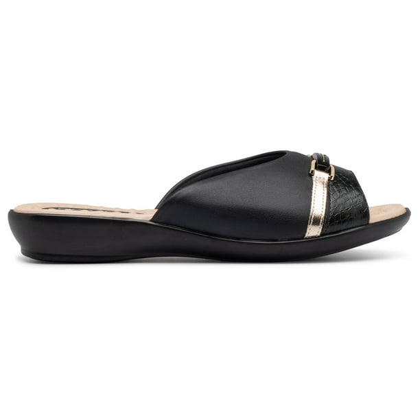 Sandalia Mujer Negro/Dorado Camila Piccadilly
