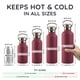 thumbnail image 5 of Botella de Agua Aislada Bambaw de 12 oz con Asa, Boca Ancha, Rojo, Acero Inoxidable, Botella Metálica de Pared Doble Aislada, Pequeña y Reutilizable – Rojo Berry, 5 of 8