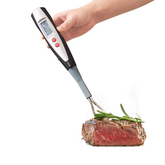 Termómetro lfcforldx de carne con tenedor para barbacoa, lectura instantánea LCD