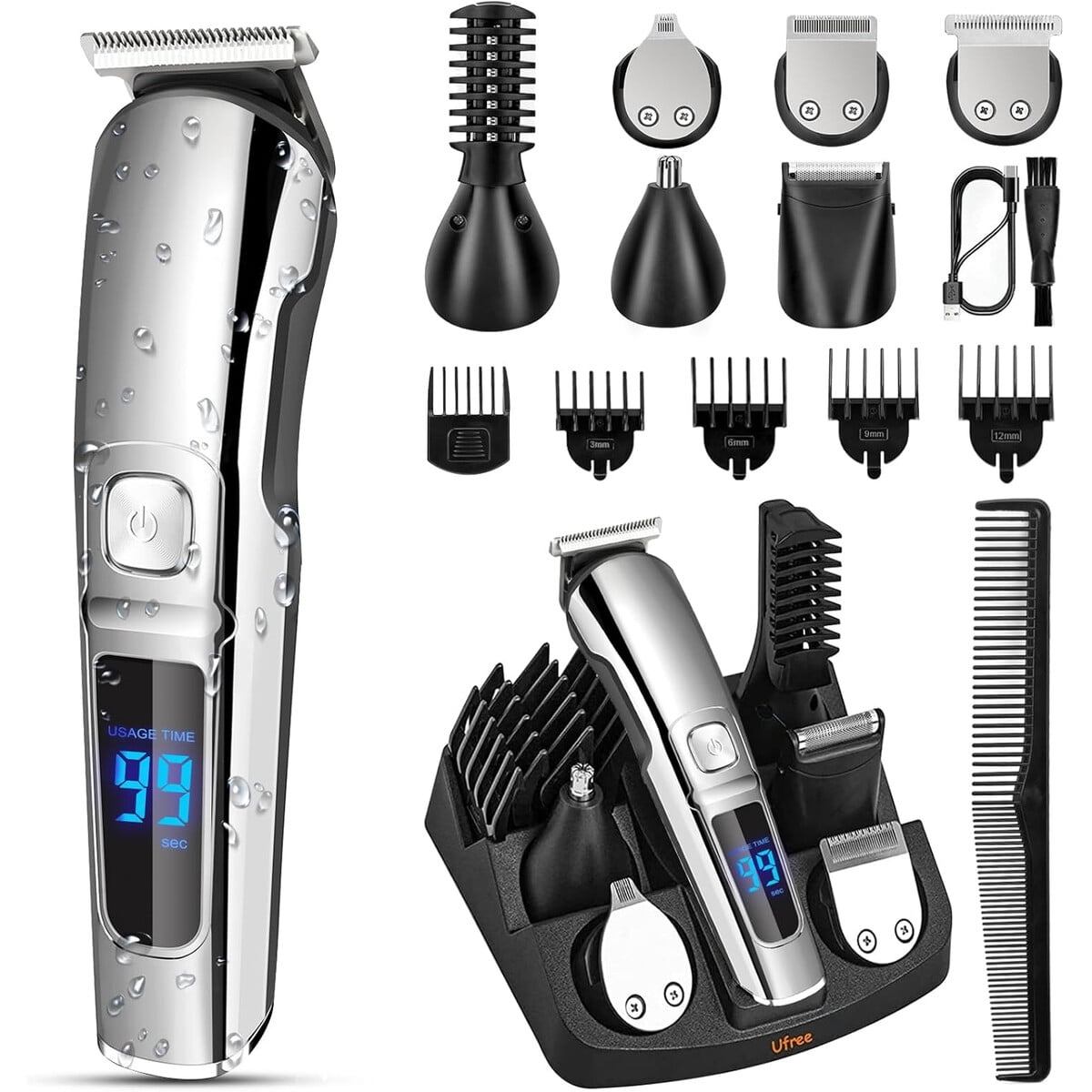 Cortabarba Ufree Waterproof Con Display Led Para Hombre