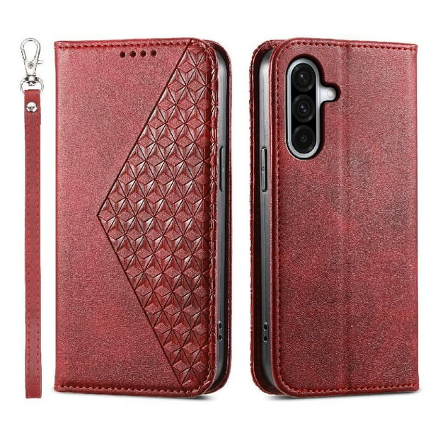 Funda Flip FOXDOCK para Samsung Galaxy A17 , Estilo Billetera con Diseño Rombo, Correa de Mano y Soporte, Uso Diario