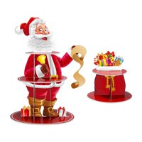 Magideal - Soporte Navideño Para Magdalenas, Soporte Para Postres, Adornos Navideños De 3 Niveles, Soporte Para Pasteles Y Magdalenas Para Vacaciones, Decoración