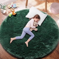 Alfombra Pagisofe Redonda De 120 Cm, Verde Oscuro, Para Dormitorio De Niños