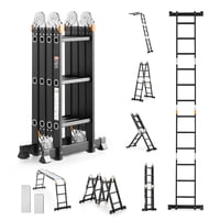 Escalera Plegable Vevor 7 En 1, Escalón De Extensión De 12 Pies Y 150 Kg