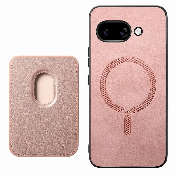 Funda de Cuero Magnética con Tarjetero para Samsung Galaxy S25 Edge Cubierta Delgada Rosa