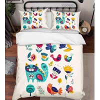 Milsleep - 3D Dibujado A Mano Coloridos Animales Juego De Funda De Edredón Juego De Ropa De Cama Funda Nórdica