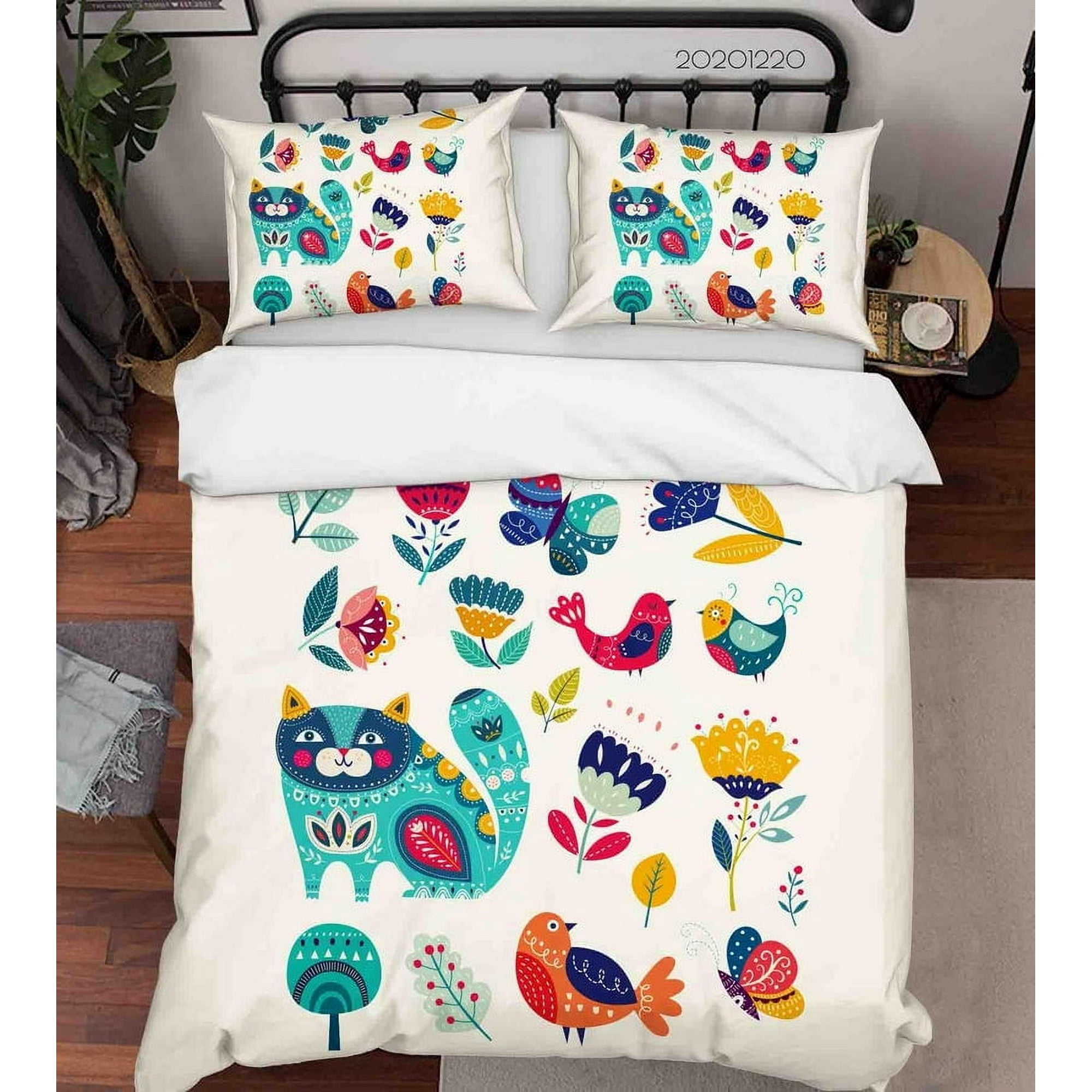 Milsleep - 3d Dibujado A Mano Coloridos Animales Juego De Funda De Edredón Juego De Ropa De Cama Funda Nórdica