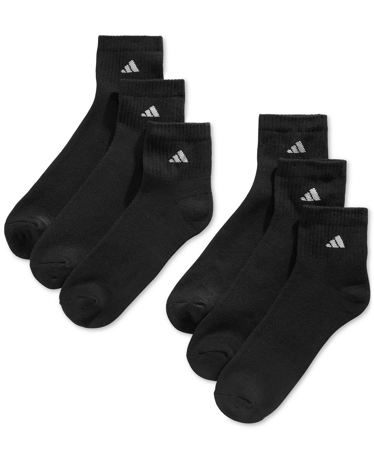 Calcetines Adidas Quarter Crew Acolchados Para Hombre, Paquete De 6, Negros