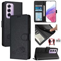 Funda Tipo Cartera Foxdock Para Oppo Reno 12 Pro Con Soporte, Ranuras, Rfid, Diseño De Gato