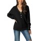 thumbnail image 1 of INSPIRE CHIC Suéter de Mujer de Manga Larga con Cuello en V y Botones, Tejido de Punto Acanalado, Casual, Talla S, Negro, 1 of 6
