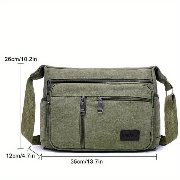 Upgrade Your Everyday Style with Our Men's Canvas Shoulder and Messenger Bag - Large Volume, Multi-layer Pocket Opening, Perfect for Tool Kit and Backpack Use